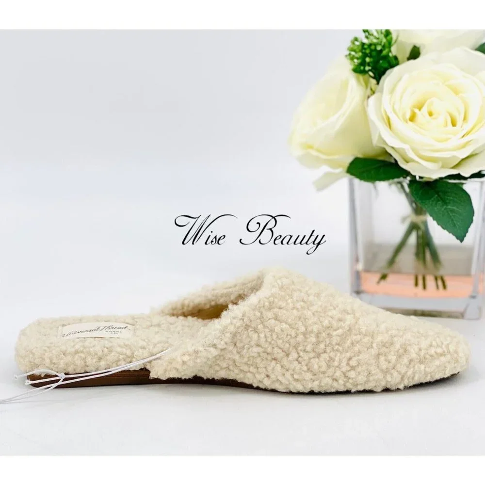 NEW Womens Margot Sherpa Mule Sz 9.5 Slip-On Cream Memory Foam Universal Thread - Picture 4 of 9
